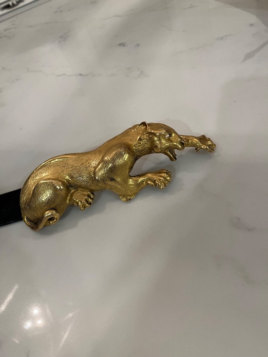 Christopher Ross Vintage 1980s Panther Belt Buckle 24K Gold Plated main image 5